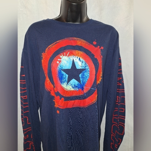 Marvel Other - Marvel Navy and Red Captain America Long Sleeve Shirt